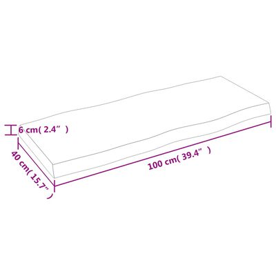 vidaXL bordplade 100x40x(2-6) cm naturlig kant behandlet træ lysebrun