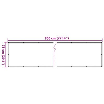 vidaXL altanafskærmning 700x75 cm PVC grå