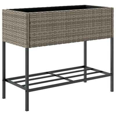 vidaXL plantekasser 2 stk. med hylde 90x40x75 cm polyrattan grå