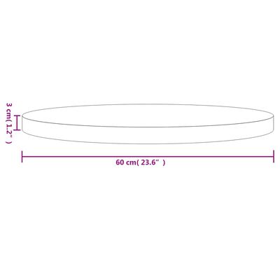 vidaXL bordplade Ø60x3 cm rund massivt fyrretræ sort