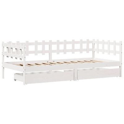 vidaXL daybed med skuffer 80x200 cm massivt fyrretræ hvid