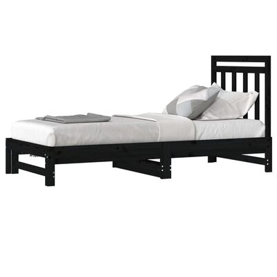 vidaXL daybed med udtræk 2x(90x200) cm massivt fyrretræ sort