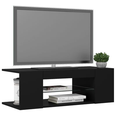 vidaXL tv-bord med LED-lys 90x39x30 cm sort