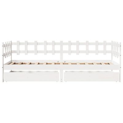 vidaXL daybed med skuffer 80x200 cm massivt fyrretræ hvid