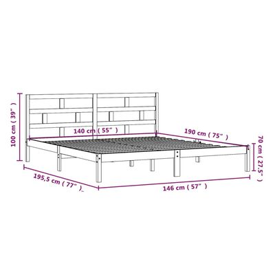 vidaXL sengeramme 140x190 cm massivt fyrretræ hvid