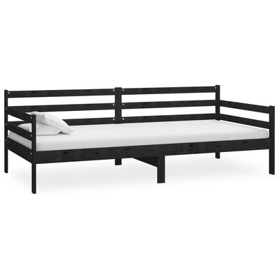 vidaXL daybed med madras 90x200 cm massivt fyrretræ sort