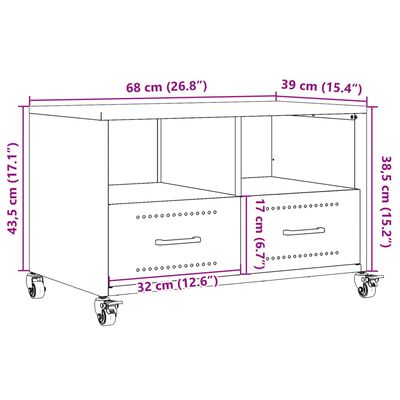 vidaXL tv-bord 68x39x43,5 cm koldvalset stål lyserød