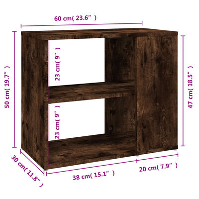 vidaXL sideskab 60x30x50 cm konstrueret træ røget egetræsfarve