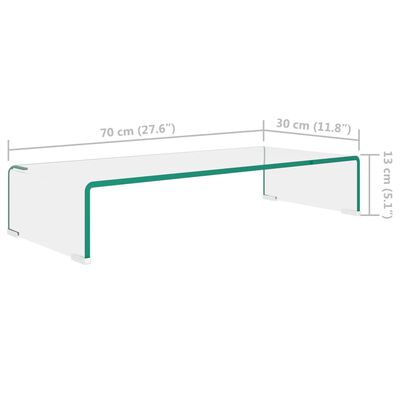 vidaXL TV-stander/monitorstand klart glas 70x30x13 cm