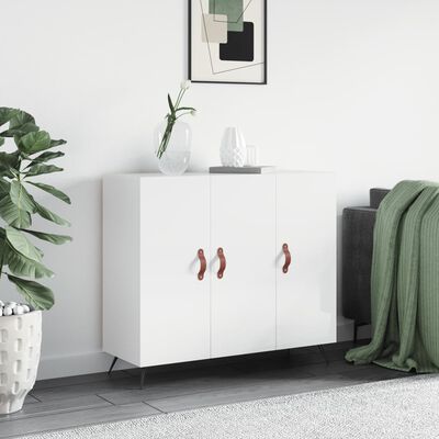 vidaXL skab 90x34x80 cm konstrueret træ hvid højglans