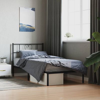 vidaXL sengeramme med sengegavl 90x190 cm metal sort