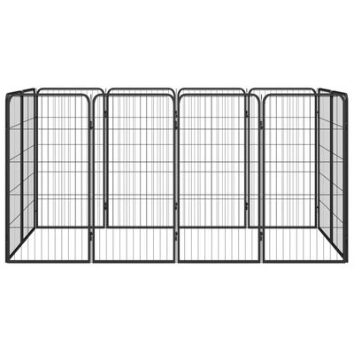 vidaXL 12-panels hundegård 50x100 cm pulverlakeret stål sort