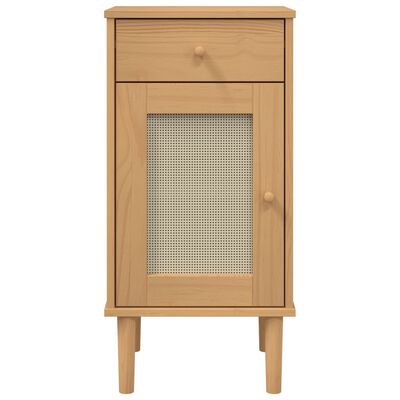 vidaXL sengebord SENJA rattanlook 40x35x80 cm massivt fyrretræ brun