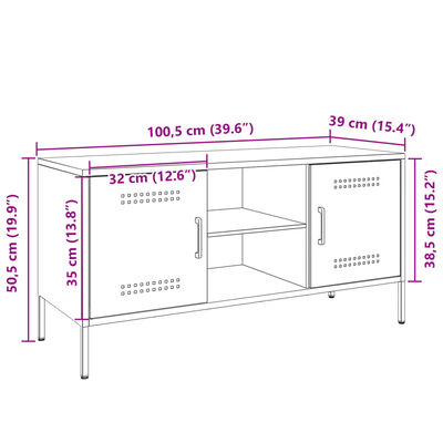 vidaXL tv-bord 100,5x39x50,5 cm stål sennepsgul