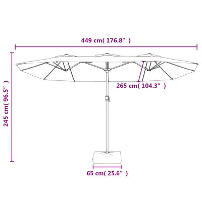 vidaXL parasol med dobbelt parasoldug og LED-lys 449x245 cm sort