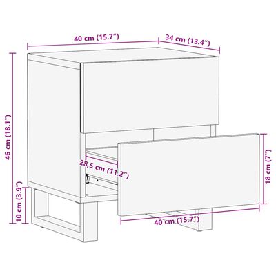 vidaXL sengeborde 2 stk. 40x34x46 cm massivt genbrugstræ