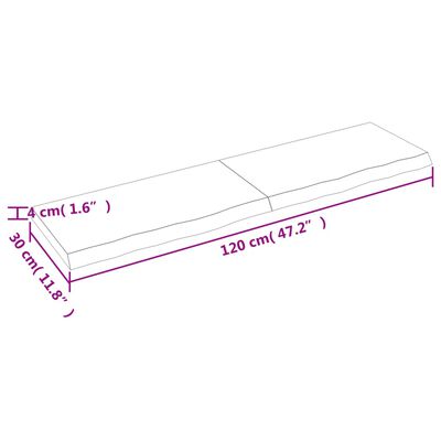 vidaXL bordplade til badeværelse 120x30x(2-4) cm massivt træ mørkebrun