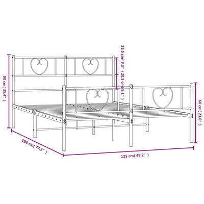 vidaXL sengeramme med sengegavl og fodgærde 120x190 cm metal sort