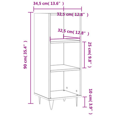 vidaXL skænk 34,5x32,5x90 cm konstrueret træ betongrå