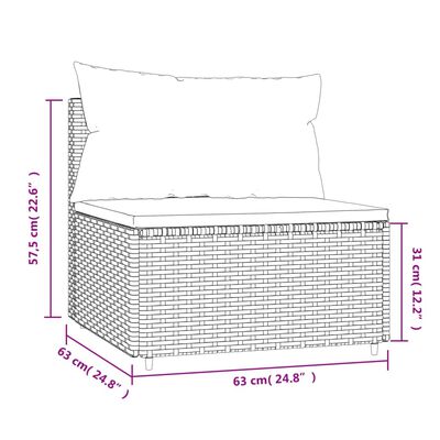 vidaXL midtermodul til havesofa med hynde polyrattan grå