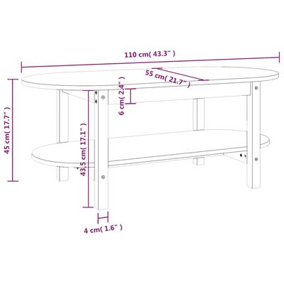 vidaXL sofabord 110x55x45 cm massivt fyrretræ gyldenbrun