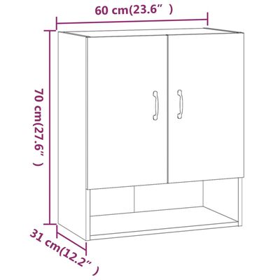 vidaXL vægskab 60x31x70 cm konstrueret træ røget egetræsfarve