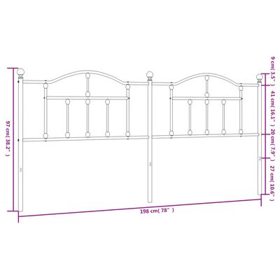 vidaXL sengegavl 193 cm metal hvid