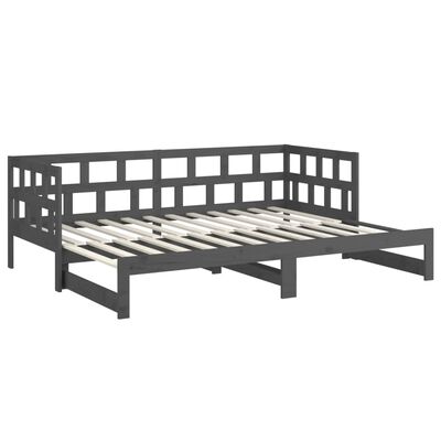 vidaXL daybed med udtræk 2x(90x200) cm massivt fyrretræ grå