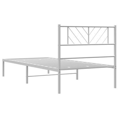 vidaXL sengeramme med sengegavl 100x190 cm metal hvid