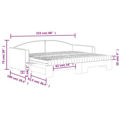 vidaXL daybed med udtræk og madras 90x200 cm stof sort