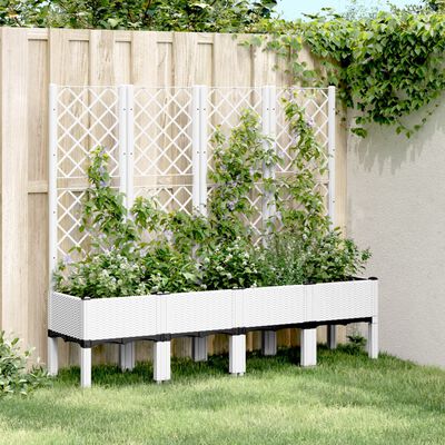 vidaXL plantekasse med espalier 160x40x142 cm PP hvid