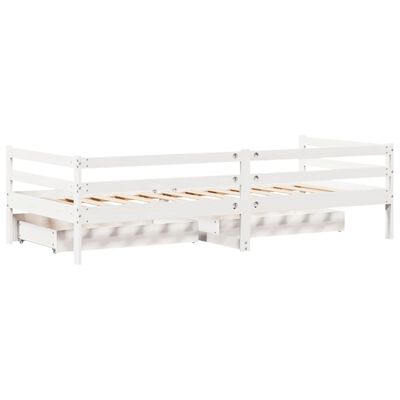 vidaXL daybed med skuffer 90x200 cm massivt fyrretræ hvid