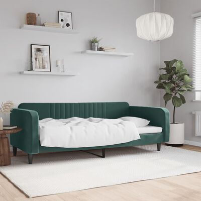 vidaXL daybed 90x200 cm velour mørkegrøn