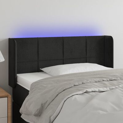 vidaXL sengegavl med LED-lys 93x16x78/88 cm fløjl sort