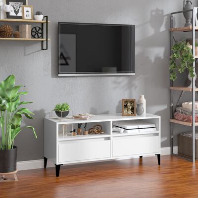 vidaXL tv-bord 100x34,5x44,5 cm konstrueret træ hvid højglans