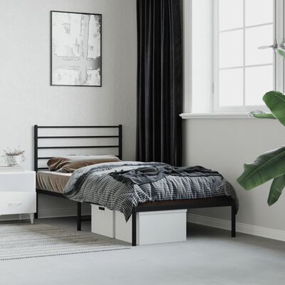 vidaXL sengeramme med sengegavl 90x190 cm metal sort