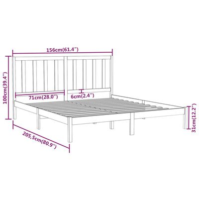 vidaXL sengeramme 150x200 cm King Size massivt fyrretræ grå