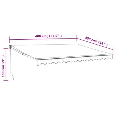 vidaXL foldemarkise manuel betjening 4x3 m stof aluminium blå hvid