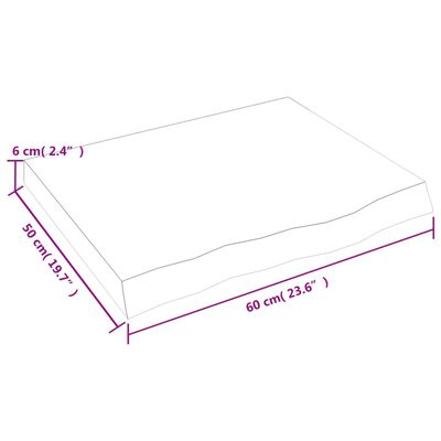 vidaXL bordplade 60x50x(2-6) cm behandlet massivt egetræ mørkebrun