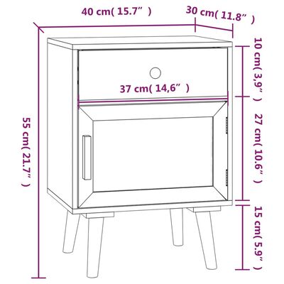 vidaXL sengeborde 2 stk. 40x30x55 cm konstrueret træ sort