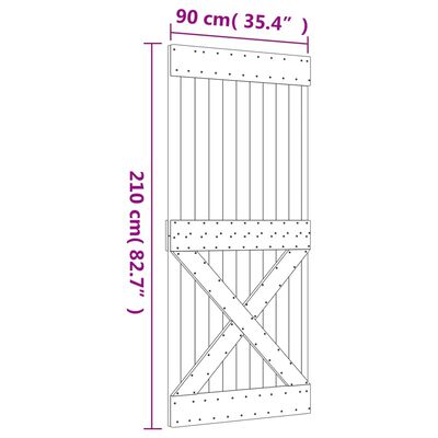 vidaXL skydedør med monteringssæt 90x210 cm massivt fyrretræ