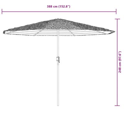 vidaXL haveparasol med stålstang 388x388x248 cm blå