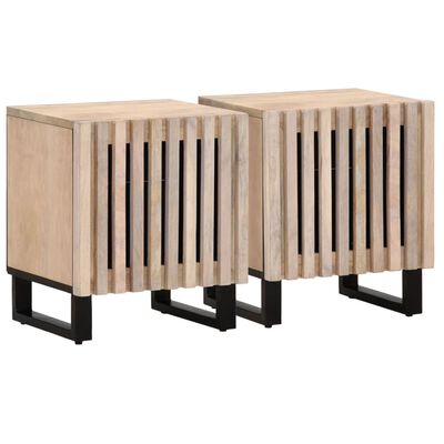 vidaXL sengeborde 2 stk. 40x34x46 cm massivt bleget mangotræ