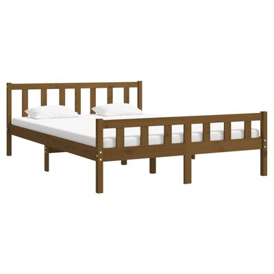 vidaXL sengeramme 150x200 cm King Size massivt træ gyldenbrun