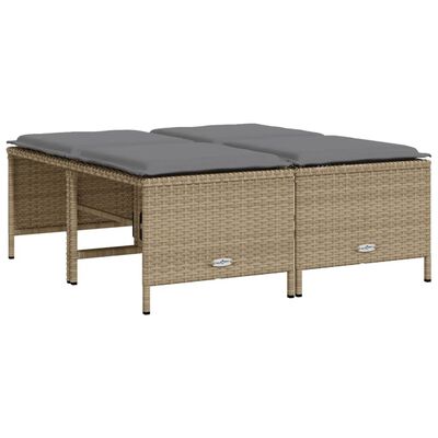 vidaXL haveskamler 4 stk. med hynder polyrattan beige