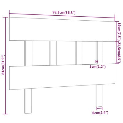 vidaXL sengegærde 93,5x3x81 cm massivt fyrretræ sort