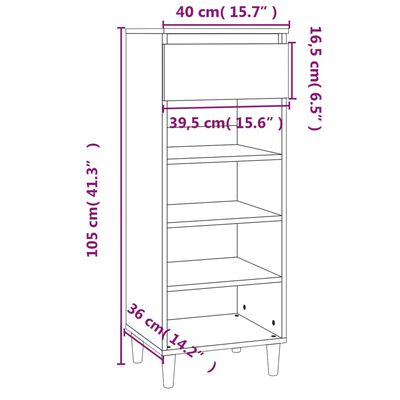 vidaXL skoreol 40x36x105 cm konstrueret træ hvid højglans