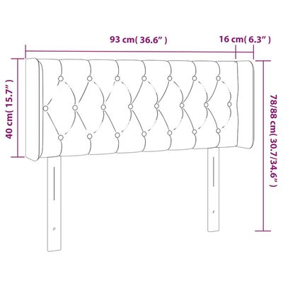 vidaXL sengegavl med LED-lys 93x16x78/88 cm stof mørkegrå