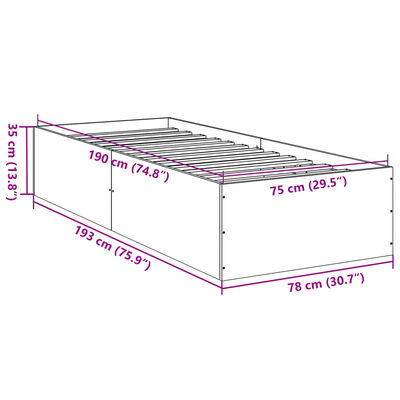 vidaXL sengeramme 75x190 cm uden madras konstrueret træ røget eg