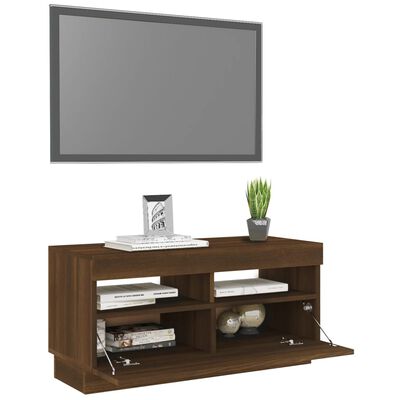 vidaXL tv-bord med LED-lys 80x35x40 cm brun eg